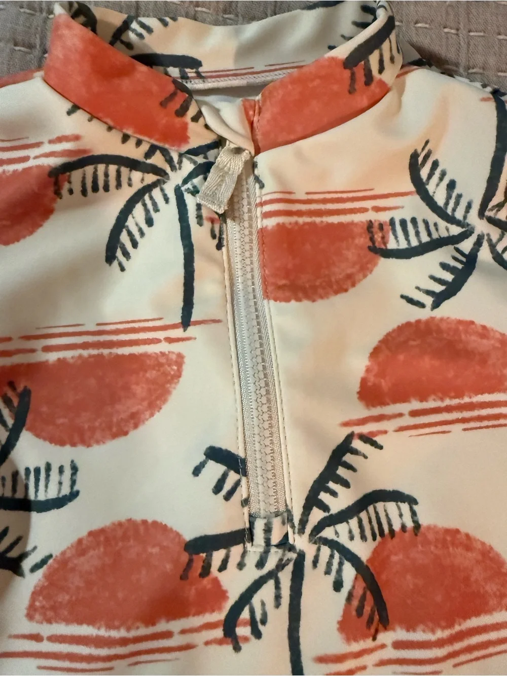 Carter’s Long-Sleeve Rash Guard Swimsuit in Coral Palm